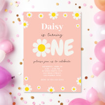 Boho Roze Schattigee Daisy Flowers 1e Verjaardag