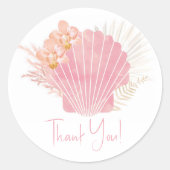 Boho Roze Shell Baby shower Dank u Sticker (Voorkant)