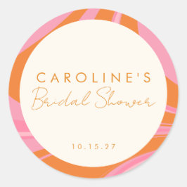 Boho Roze Sinaasappel Abstract Aangepast Vrijgezel Ronde Sticker