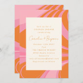 Boho Roze Sinaasappel Abstract Marmeren Koppels Do Kaart (Voorkant / Achterkant)