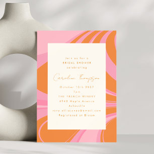 Boho Roze Sinaasappel Abstract Marmeren Vrijgezell Kaart