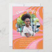 Boho Roze Sinaasappel Abstracte foto afstudeerfees Kaart (Voorkant)