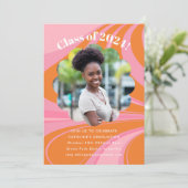 Boho Roze Sinaasappel Abstracte foto afstudeerfees Kaart (Staand voorkant)