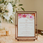 Boho Roze Sinaasappel Bloemen Chique Custom Bruilo Menu<br><div class="desc">Voeg een uitbarsting van kleur en charme toe aan uw huwelijksfeest met ons Boho Waterverf Roze Sinaasappel Bloemen Chic Custom Wedding Menu. Dit prachtige menu-ontwerp combineert grillige boho-elementen met levendige waterverf bloemen in tinten van roze en sinaasappel, waardoor een visueel boeiend stuk ontstaat dat uw gasten zal verrassen. Elk menu...</div>