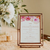 Boho Roze Sinaasappel Bloemen Chique Custom Bruilo Menu