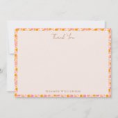 Boho Roze Sinaasappel Bloemen Schattige Baby showe Bedankkaart (Voorkant)