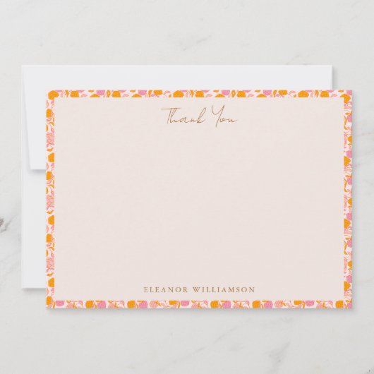 Boho Roze Sinaasappel Bloemen Schattige Baby showe Bedankkaart (Voorkant)