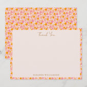 Boho Roze Sinaasappel Bloemen Schattige Baby showe Bedankkaart (Voorkant / Achterkant)