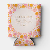 Boho Roze Sinaasappel Bloemen Schattige Baby showe Blikjeskoeler (Voorkant)