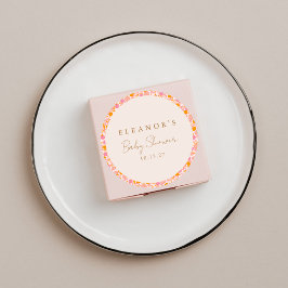 Boho Roze Sinaasappel Bloemen Schattige Baby showe Ronde Sticker