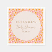 Boho Roze Sinaasappel Bloemen Schattige Baby showe Servet (Voorkant)