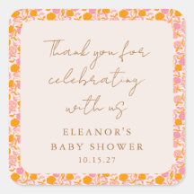 Boho Roze Sinaasappel Bloemen Schattige Baby showe