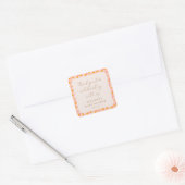 Boho Roze Sinaasappel Bloemen Schattige Baby showe Vierkante Sticker (Envelop)