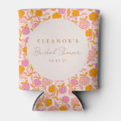 Boho Roze Sinaasappel Bloemen Schattige Vrijgezell Blikjeskoeler (Voorkant)