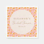 Boho Roze Sinaasappel Bloemen Schattige Vrijgezell Servet (Voorkant)