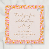 Boho Roze Sinaasappel Bloemen Vrijgezellenfeest Da Bedankjes Labels (Achterkant)
