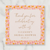 Boho Roze Sinaasappel Bloemen Vrijgezellenfeest Da Bedankjes Labels (Voorkant)