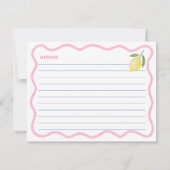 Boho Roze Squiggle Citroen Vrijgezellenfeest Recep Kaart (Achterkant)