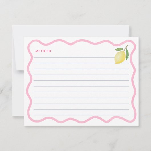 Boho Roze Squiggle Citroen Vrijgezellenfeest Recep Kaart (Achterkant)