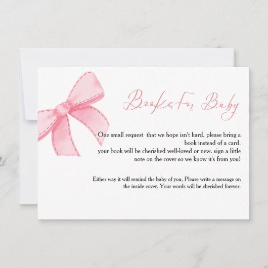 Boho Roze Strik boek voor baby verzoek kaart (Voorkant)