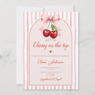 Boho Roze Strik Boho Bruiloft Borrel met Kersje er Kaart