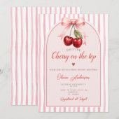 Boho Roze Strik Boho Bruiloft Borrel met Kersje er Kaart (Voorkant / Achterkant)