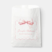 Boho roze strik lint polkadot baby meisje douche bedankzakje (Voorkant)