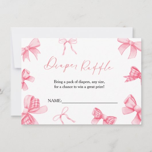 Boho Roze Strik Luierspel voor Baby Shower Kaart (Voorkant)