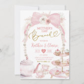 Boho Roze Strik Moederdag Cupcake Brunch Kaart (Voorkant)