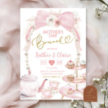Boho Roze Strik Moederdag Cupcake Brunch