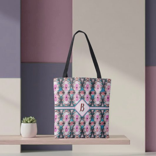 Boho Roze, Teal & Bruine Tribal Tote Bag