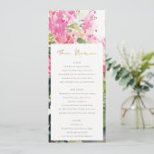 Boho Roze Tropische Bougainvillea Wedding Menu Kaa Kaart