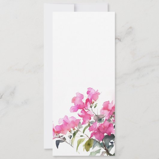 Boho Roze Tropische Bougainvillea Wedding Menu Kaa Kaart (Achterkant)