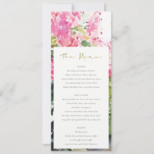 Boho Roze Tropische Bougainvillea Wedding Menu Kaa Kaart (Voorkant)
