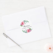 Boho roze tuinbloemen. Floral bruiloft dank u Ronde Sticker (Envelop)