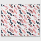 Boho Roze Veren Cadeaupapier (Vlak)