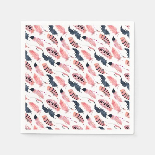 Boho Roze Veren Servet (Voorkant)