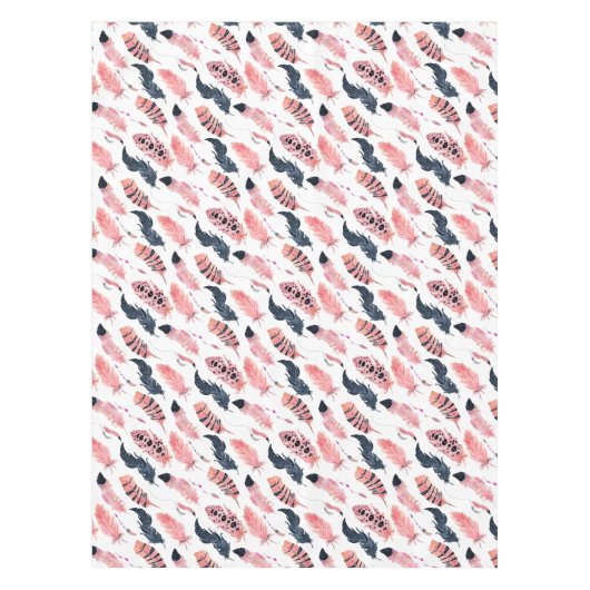 Boho Roze Veren Tafelkleed (Voorkant)
