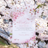 Boho roze vlinder kusjes bloemenmeisje Baby shower Bedankkaart