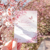 Boho roze vlinder kusjes bloemenmeisje Baby shower Bedankkaart