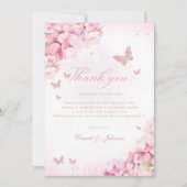 Boho roze vlinder kusjes bloemenmeisje Baby shower Bedankkaart (Voorkant)