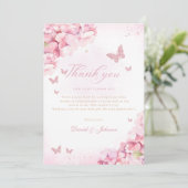 Boho roze vlinder kusjes bloemenmeisje Baby shower Bedankkaart (Staand voorkant)