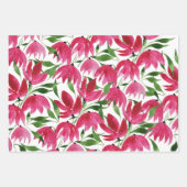 Boho Roze Waterverf Bloemen Bourgondië Wit Inpakpapier Vel (Voorkant 3)