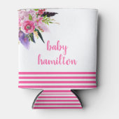 Boho Roze Waterverf Bloemen Custom Baby shower Blikjeskoeler (Voorkant)
