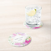 Boho Roze Waterverf Bloemen Handgeschilderd Ronde Kartonnen Onderzetter (Insitu)