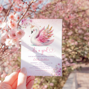 Boho Roze waterverf Bloemen Het Een Meisje baby sh Kaart