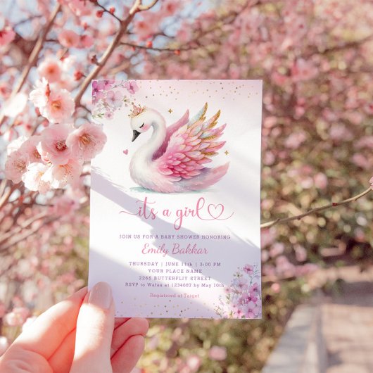 Boho Roze waterverf Bloemen Het Een Meisje baby sh Kaart