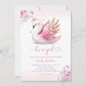 Boho Roze waterverf Bloemen Het Een Meisje baby sh Kaart (Voorkant)