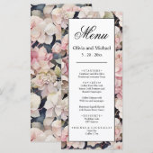 Boho roze waterverf bloemenhortensia's Bruiloft Menu (Voorkant / Achterkant)