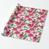 Boho Roze Waterverf Bloemig Cadeaupapier (Uitgerold)